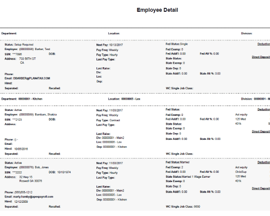 Employee Detail Report
